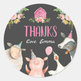 Farm Animals Barnyard Pink Farmhouse Favour Tags