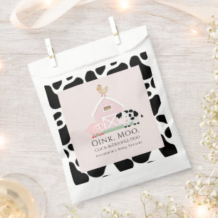 Farm Animals Barnyard Pink Girl Baby Shower Favour Bags