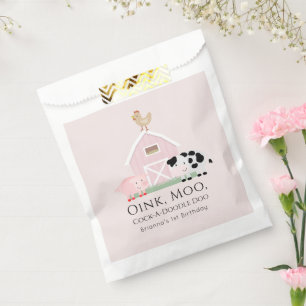 Farm Animals Barnyard Pink Girl Birthday Favour Ba Bags