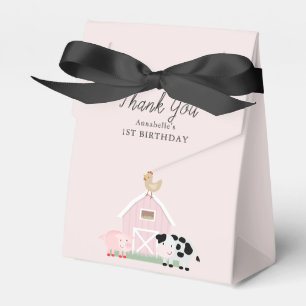 Farm Animals Barnyard Pink Girl Birthday Favour Box