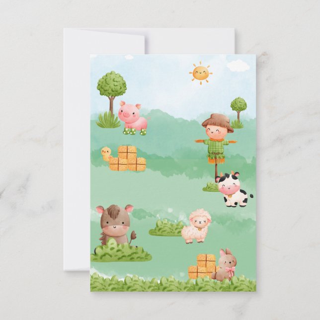Farm Animals Barnyard Red Tractor Birthday  Invitation (Back)