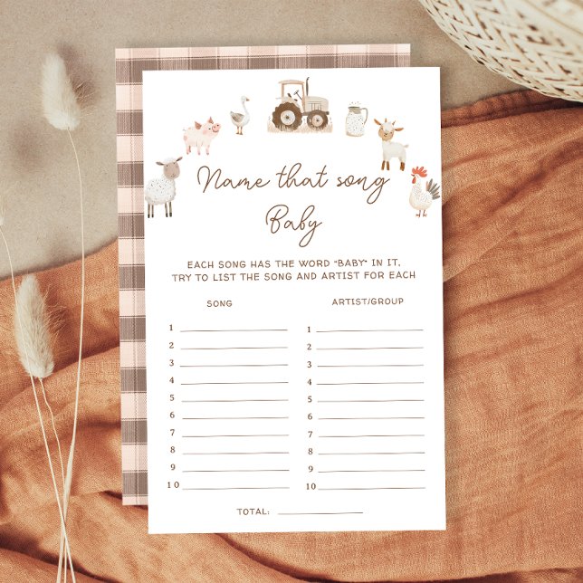 Farm Animals Barnyard That Song Baby Shower Game (Creator Uploaded)
