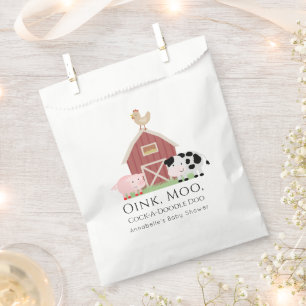 Farm Animals Barnyard White Baby Shower Favour Bag