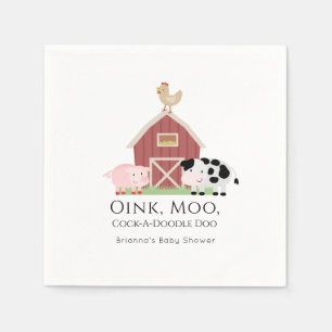 Farm Animals Barnyard White Baby Shower Paper Napkin
