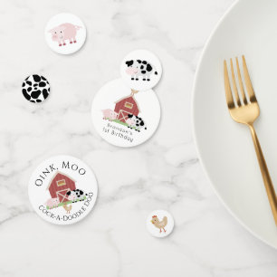 Farm Animals Barnyard White Birthday Confetti