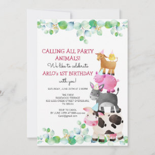 Farm Animals Birthday Barnyard Invitation