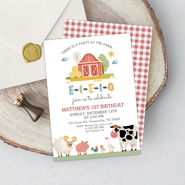 Farm Animals Birthday Barnyard Modern Invitation (Creator Uploaded)