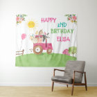 Farm Animals Birthday Barnyard Pink Girl Banner