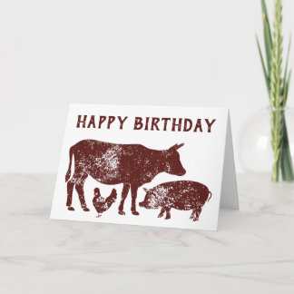Farm Animals Birthday Card for Vegetarians
