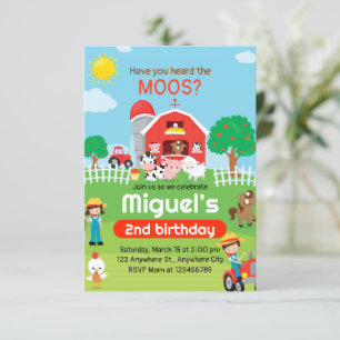 Farm Animals Birthday Invitation, Barnyard Party Invitation