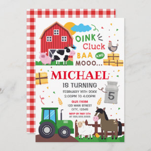 Farm animals Birthday kid Invitation