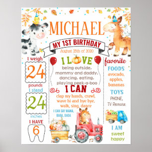 Farm Animals Birthday milestone sign