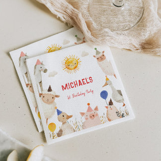Farm Animals Birthday Napkin