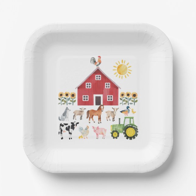 Farm Animals Birthday Paper Plate (Front)