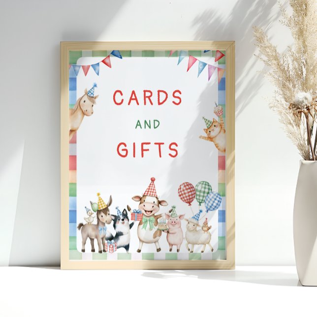 Farm Animals Birthday Party Cards and Gifts Poster (Creator Uploaded)