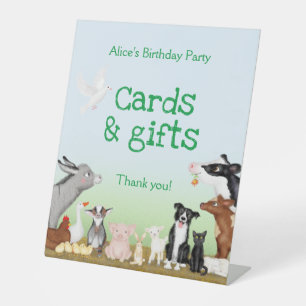 Farm animals birthday party cards & gifts sign
