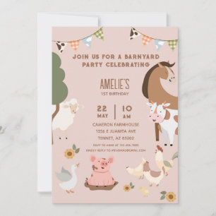 Farm Animals Birthday Party Invitation