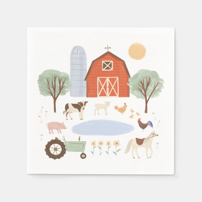 Farm Animals Birthday Party Napkin (Front)