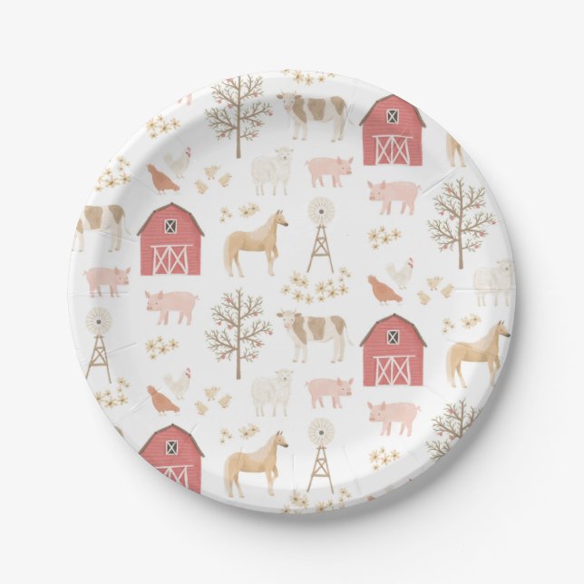 Farm Animals Birthday Party Paper Plate (Front)
