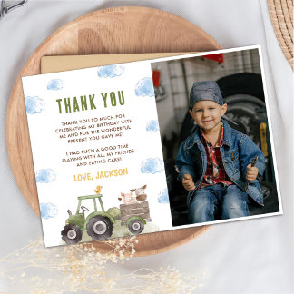 Farm Animals Birthday Party Photo Thank You Card