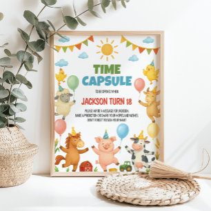 Farm Animals Birthday Party Time Capsule Sign