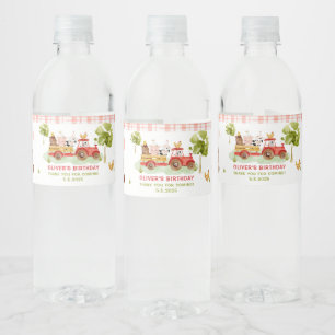 Farm animals birthday party water bottle label