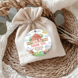 Farm Animals Birthday Thank You Card Favour Tags