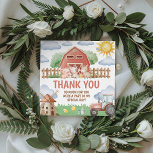 Farm Animals Birthday Thank You Card Favour Tags