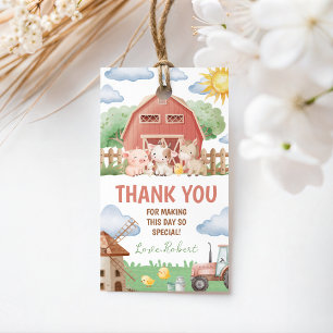 Farm Animals Birthday Thank You Card Gift Tags