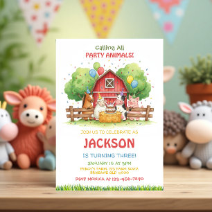 Farm Animals Birthday Theme - Barnyard Party Kids Invitation