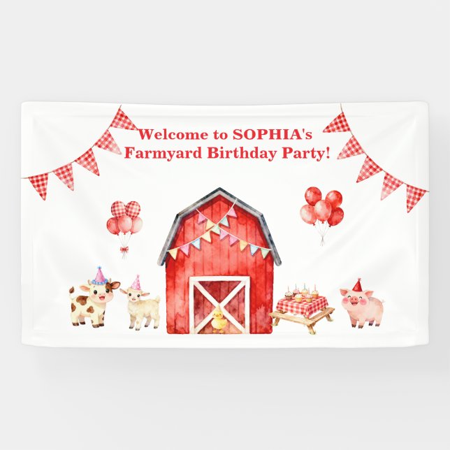 Farm Animals Birthday Welcome Banner | Editable (Horizontal)