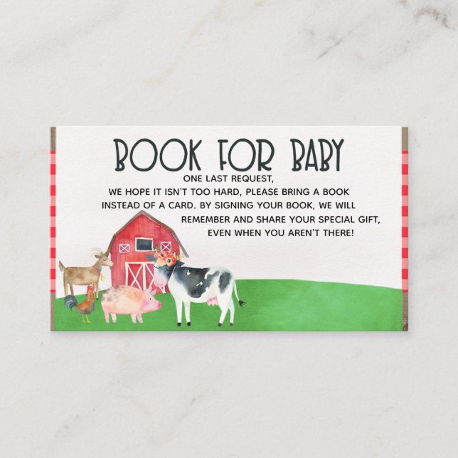 Farm animals books for baby baby shower insert (Front)