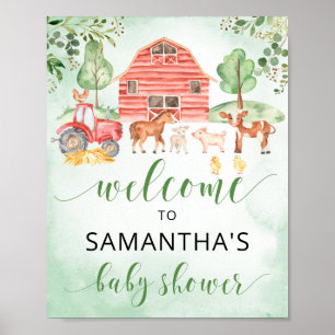 Farm animals boy baby shower welcome sign