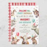 Farm Animals Boy Calling Party Animals Birthday In