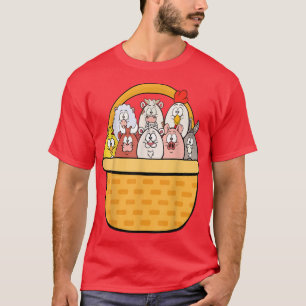 Farm Animals Bunny Ears Easter Day Cute Boys Girls T-Shirt