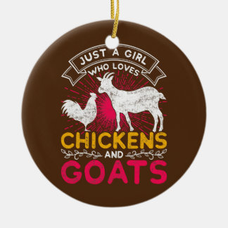 Farm Animals Chicken Goat Farmer Women Girls Cute Ceramic Tree Decoration