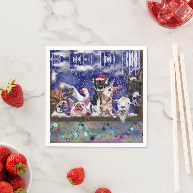 Farm Animals Christmas Napkins (Insitu)