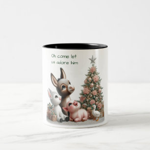 Farm Animals Christmas  Two-Tone Coffee Mug
