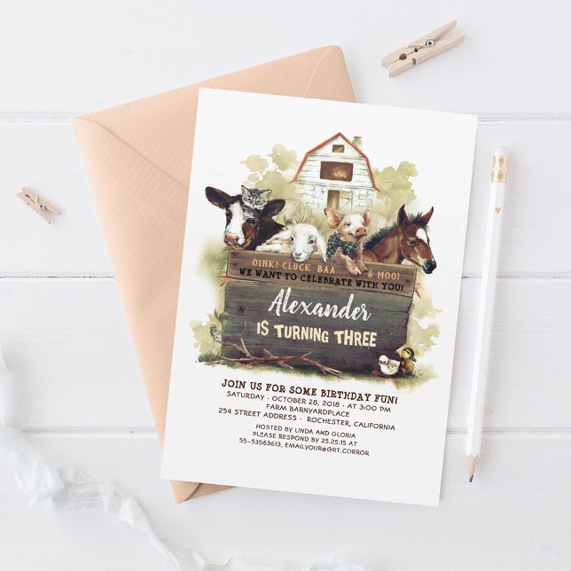 Farm Animals Country Birthday Invitation (Farm Birthday Invitations)