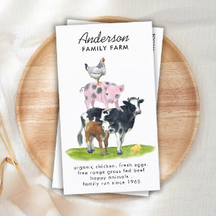 Farm Animals Cow Pig Chicken Country QR Code Business Card