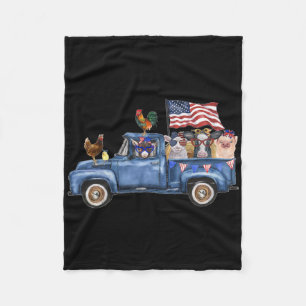 Farm Animals Cow Pig Goat Chicken Farm Truck Ameri Fleece Blanket