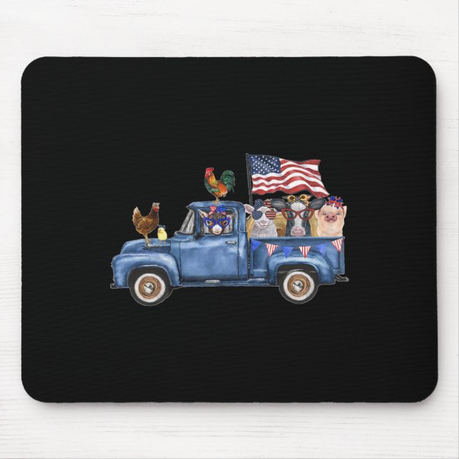 Farm Animals Cow Pig Goat Chicken Farm Truck Ameri Mouse Mat (Front)