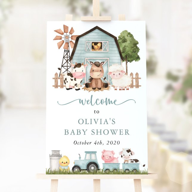 Farm Animals, Cute Animals, Baby Shower Welcome Poster (Creator Uploaded)