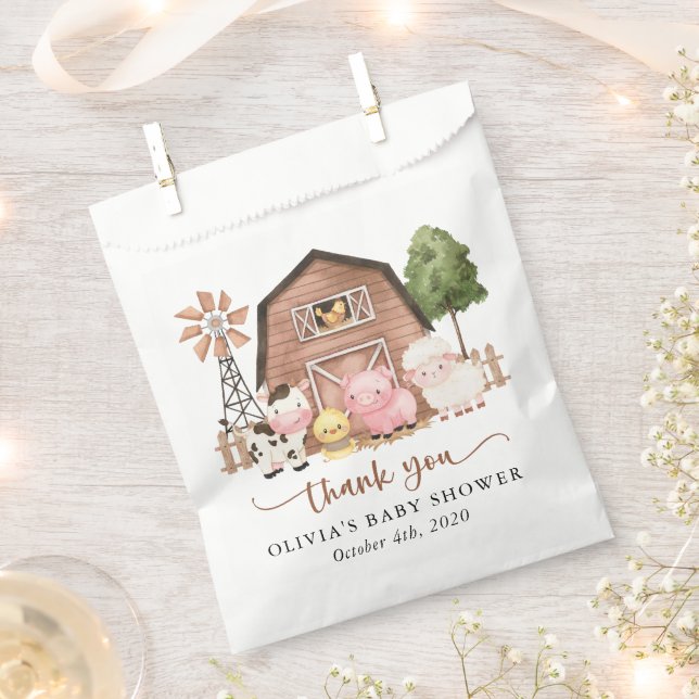Farm Animals, Cute Animals, Barn, Baby Shower Favour Bags (Clipped)