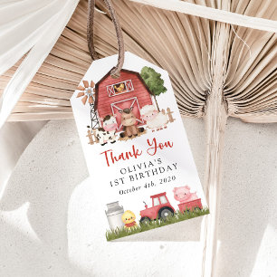 Farm Animals, Cute Animals, Barn, First Birthday Gift Tags