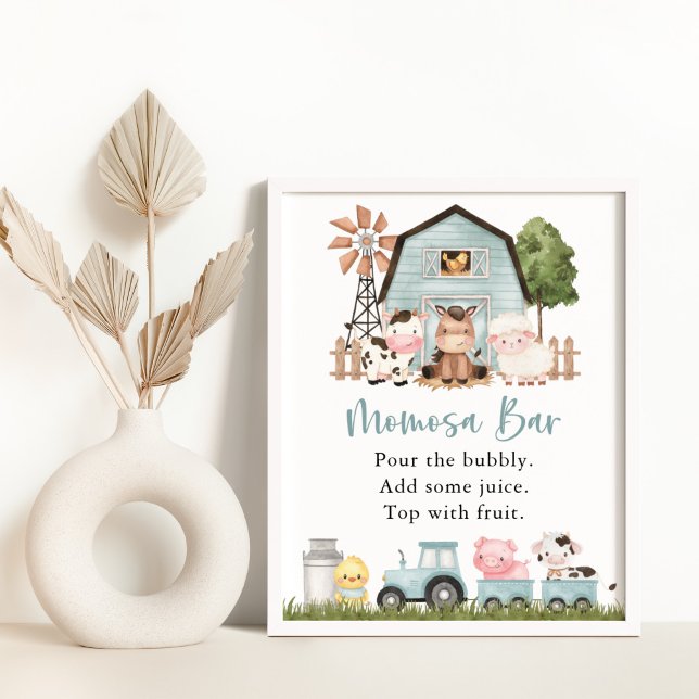 Farm Animals, Cute Animals, Blue Barn, Momosa Bar Poster (Creator Uploaded)