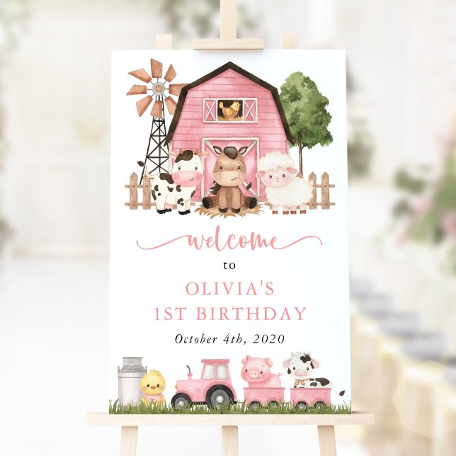 Farm Animals, Cute Animals, First Birthday Welcome Poster (Creator Uploaded)