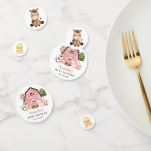 Farm Animals, Cute Animals, Pink Barn, Baby Shower Confetti