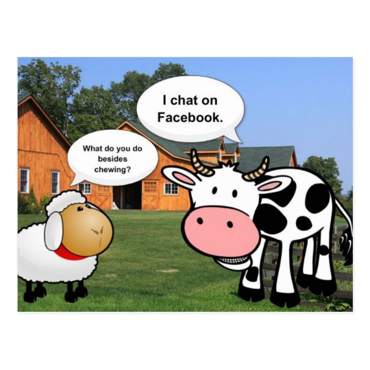 Farm Animals Cute Cartoon Funny Facebook Chat Postcard Zazzle Co Uk