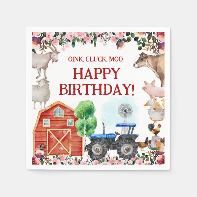 Farm Animals Cute Red Barnyard Farm Napkin (Front)